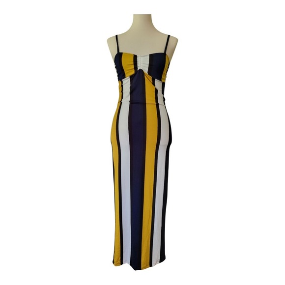 Capella Striped Maxi Dress Size M Multicolor Sleeveless Spaghetti Strap NWT - Picture 1 of 6